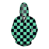 Kamado Tanjiro Sudadera Cosplay Tela Escocesa Verde Adulto