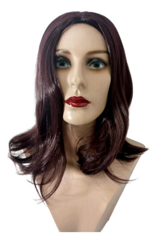 Peruca Luxo Ruivo Marsala Escuro Curta Wig Lace Liso 