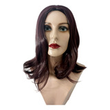 Peruca Luxo Ruivo Marsala Escuro Curta Wig Lace Liso 