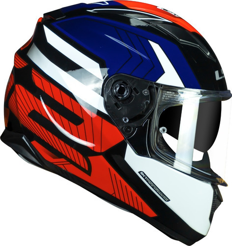 Capacete Ls2 Ff320 Stream Exo Branco/azul/vermelho Cor Exo - Branco Tamanho Do Capacete 57/58