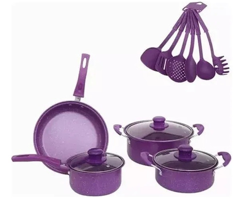 Juego De Ollas Cocina Antiadherente Set De Bateria 14 Piezas