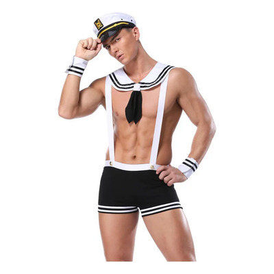 Fa Pijama Sexy Para Hombre, Traje Marinero Sexy, Pantalones