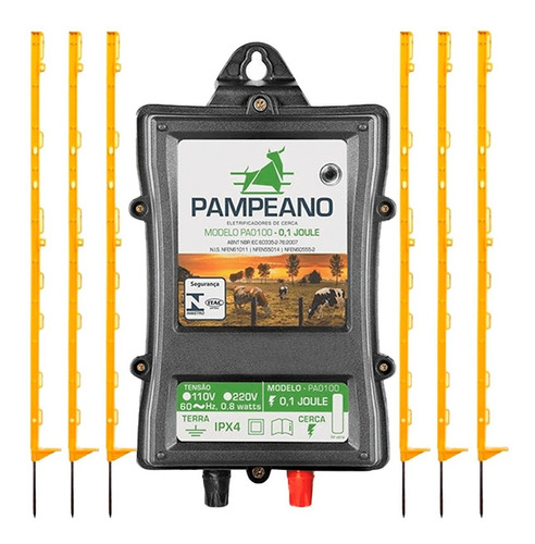 Kit Eletrificador + 10 Hastes Plástica Cerca Elétrica Rural