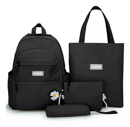 Kit Mochila Feminina Escolar 4 Peças Bolsas Estojo Coreana