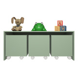 Mesa Organizadora De Brinquedos Verde Jade 3 Baús 100% Mdf