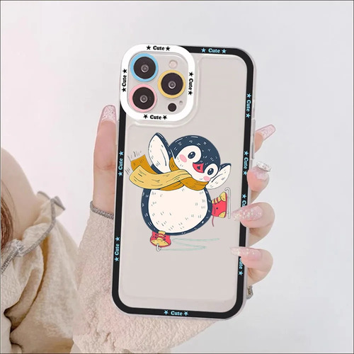 Bonita Funda De Teléfono Con Forma De Pingüino De Dibujos An