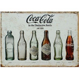 Quadro Vintage 20x30: Coca - Cola : Garrafas De 1899 A 1957