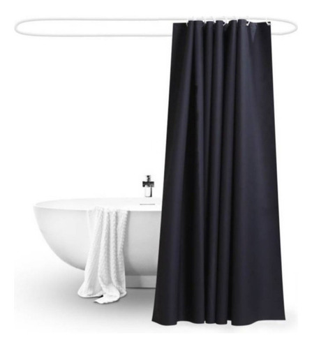 Cortina Baño Negra Impermeable 180x180 Cms 