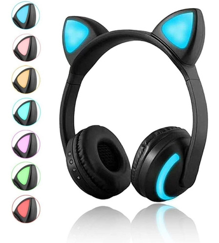 Audífonos - Orejas De Gato, Rgb 7 Colores  Zw19  Bluetooth 