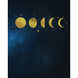 Gold Moon Phase Galaxy Journal Notebook With Quote, 160 Page