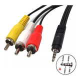 Cabo P2 (4 Vias)+3 Rca Dourado Áudio 2 Metros - A - 5 Peças