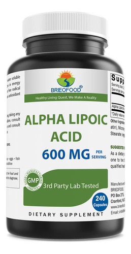 Brieofood Ácido Alfa Lipoico 600 Mg Por Porción - 240 Cáp