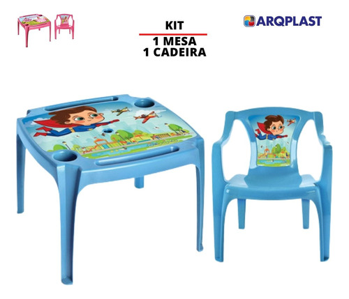 Conjunto Mesa E 1 Mini Cadeira Poltrona Infantil Com Label