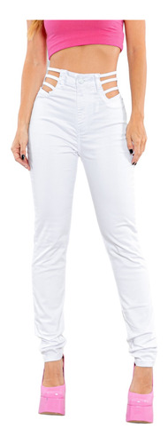 Calça Feminina Branca Hot Pants Cós E Espelho Vazado 22449