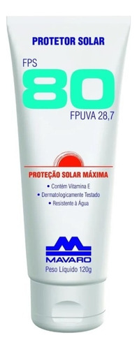 Creme Protetor Solar Mavaro Fps 80 120g