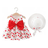 Vestido Ropa De Bebe Niñas Y Sombrero Floral Y Lazo 0-5 Años
