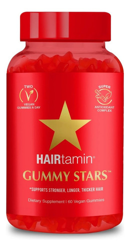 Soporte Cabello Hairtamin Gummy Stars 60 Gomitas Veg Sfs Ht2 Sabor Sin Sabor