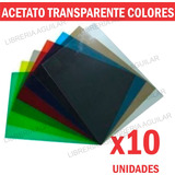 10 Acetato Laminas De 50x70cm Cristal Transparentes Colores
