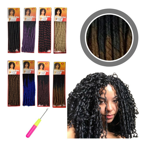 Kit 8 Pacotes Cabelo Nina Softex Dread Crochet Braid +agulha