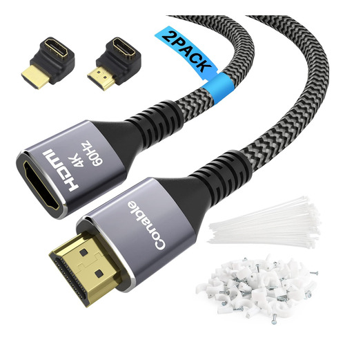 Cable De Extensión Hdmi 4k De 10 Pies (paquete De 2), Hdmi 2