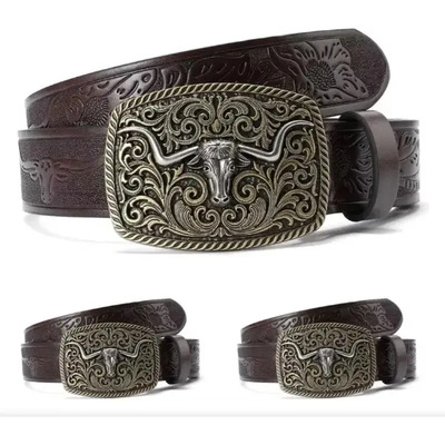 Cinturón De Piel Con Hebilla Occidental Para Hombres Y Mujeres, Vaqueros, Vaqueros, Hombres, Cinturón De Piel Para Jeans, Navidad, Regalos | MercadoLibre