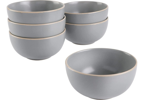 Set De Cuencos Gibson Home, Gris Mate, De Gres, 6 Piezas