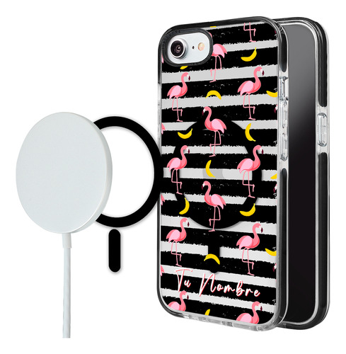 Funda Para iPhone Magsafe Flamingos Personalizada Tu Nombre