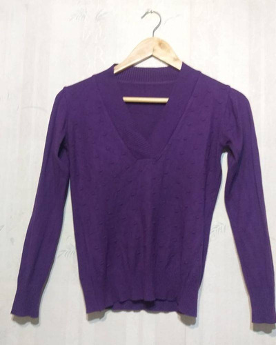 Sweater Violeta Talle S, Decoración De Puntitos
