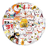 50 Lucky Cat Cartoon Cute Cat Laptop Bagagem Mala Decoração