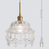 Moderna Lampara Colgante De Cristal Enchufable Con Cristal,