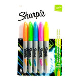 Set De 5 Marcadores Permanentes Sharpie Neon Trazo Fino