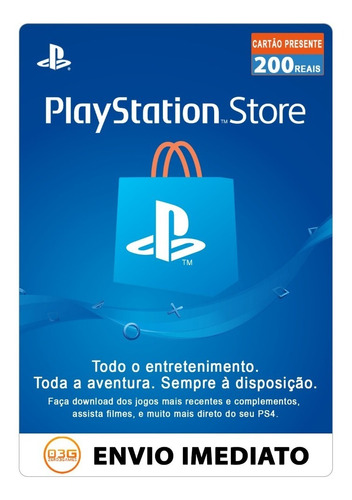 Cartão Playstation Brasil 2x100 200 Reais Psn Br Imediato