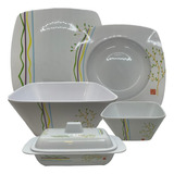 Set Melamina Chino X25 Platos Bowls Y Mantequera