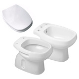 Combo Roca Monaco Inodoro Corto + Bidet + Tapa Madera Metal