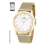 Relógio Champion Feminino Cn24682w Dourado + Semijoia