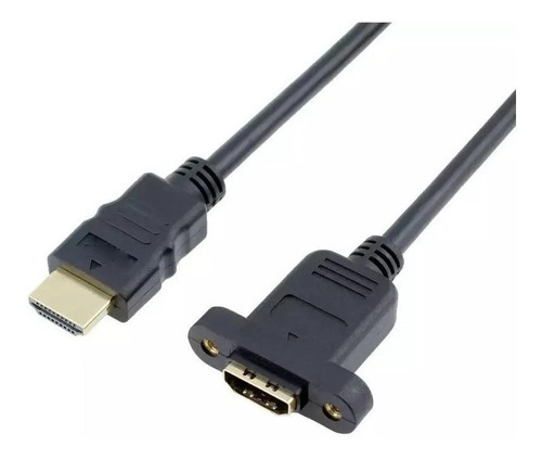 Cabo Hdmi Macho Femea Extensor Hdmi 0,3m Com Fixador Cor Preto