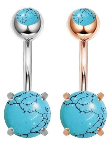  Piercing Umbigo Aço Cirúrgico Pedra Turquoise Unidade