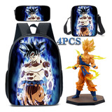 Mochila De 4 Piezas Dragon Ball Z Goku Para Niños X1