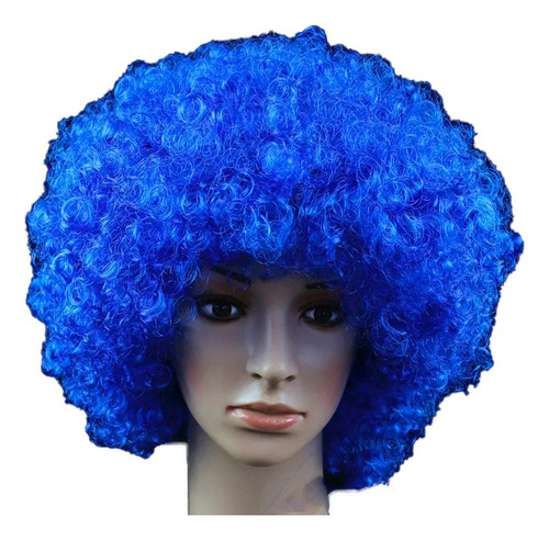 Peluca  Afro Azul Grande