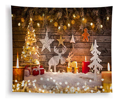 Merry Christmas Elements Tapestry Wall Hanging Xmas Tre...