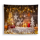 Merry Christmas Elements Tapestry Wall Hanging Xmas Tre...