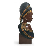 Estatua Enfeite Em Resina Rosto Busto Africana 30cm Rosto