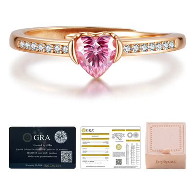 JOYEPATI Moissanite Rosa Anillos Compromiso Promesa Plata S925 Chapada En Oro 18K | Envío gratis