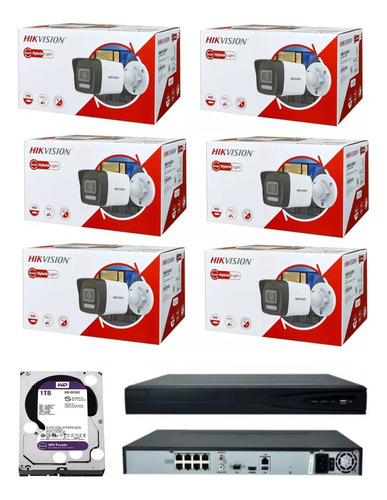 Nvr 08 Canais Hikvision + 06 Cameras  Ip Com Áudio + Hd 1t