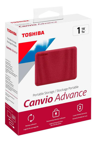 Disco Duro Externo Toshiba Canvio Advance 1tb Rojo
