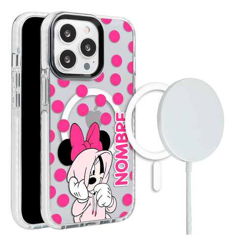 Funda Para iPhone Magsafe Minnie Mouse Con Nombre