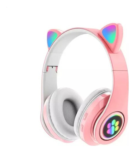 Fone Headset Gatinho Sem Fio Orelha Led Para Criança Menina