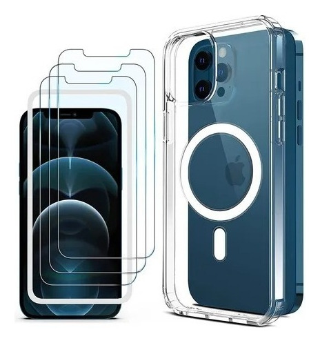 Funda Para iPhone Magnética Transparente 3 Película Templada