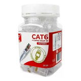 Pote 50 Conector Ez Crimp Rj45 Cat6 + Capa Snap