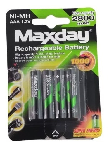 Pila Batería Recargable Aaa X4 Unidades 2800mah 1.2v Ni-mh